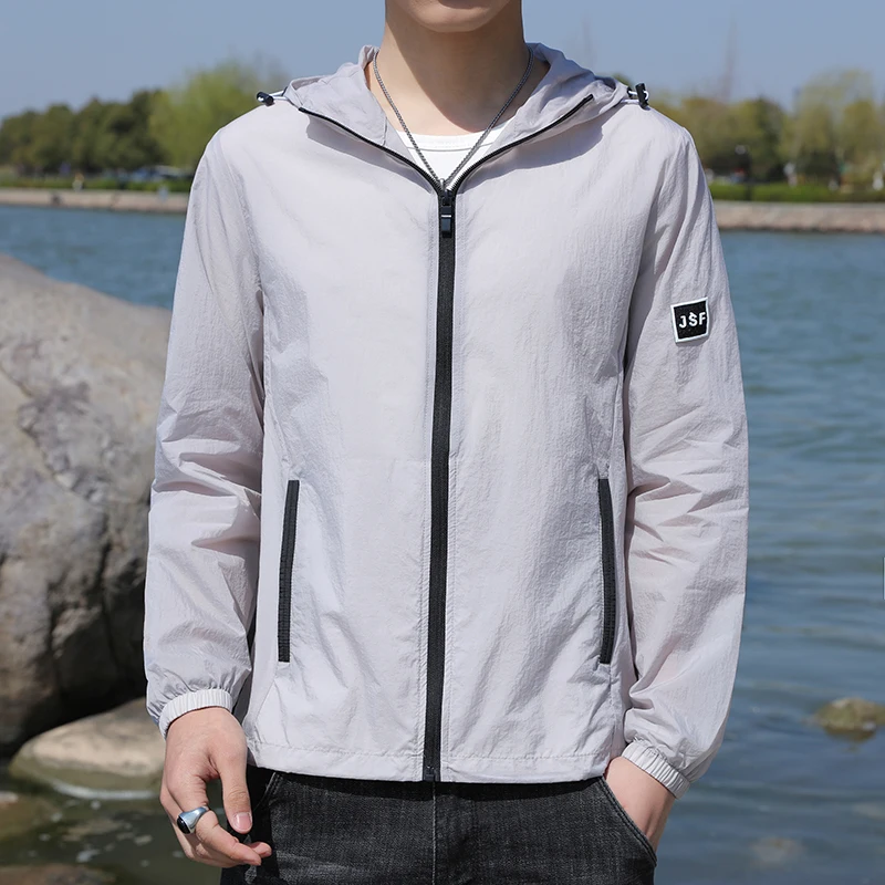 

PINXIANG 2021 Men's Summer Sunprotection Casual Jacket Quick Thin Outwear Skin Coat Soft Breathable Waterproof Hoodie Clothes