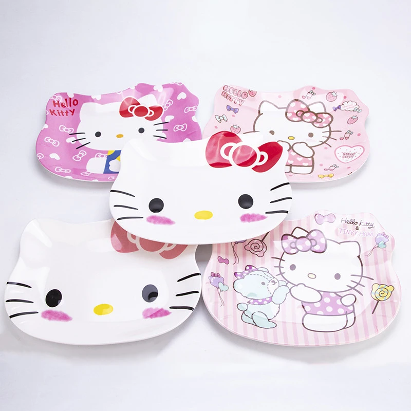 

9.5 Inche Children Kawaii Dish Hellokittys Plate Tableware Miniatures Cup Plate Dish or Snack Fruit Plate Cute Cartoon Tableware
