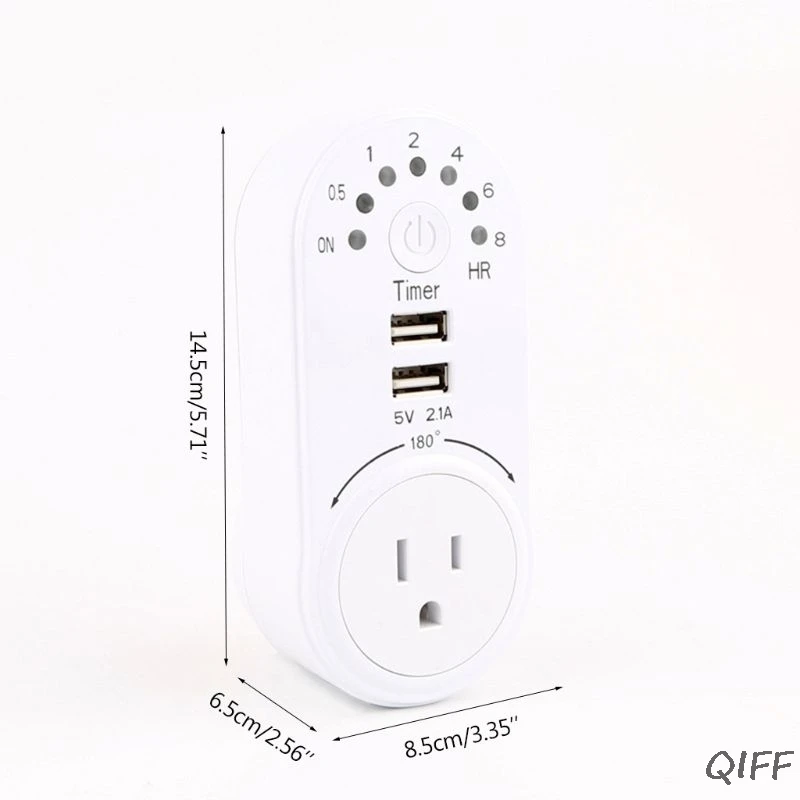 США Plug таймер обратного отсчета переключатель двойной usb порты 1 AC Розетка 8 часов