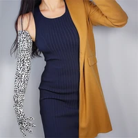 latex long gloves shine leather pu 28 70cm animal print black cheetah leopard women leather gloves wpu201