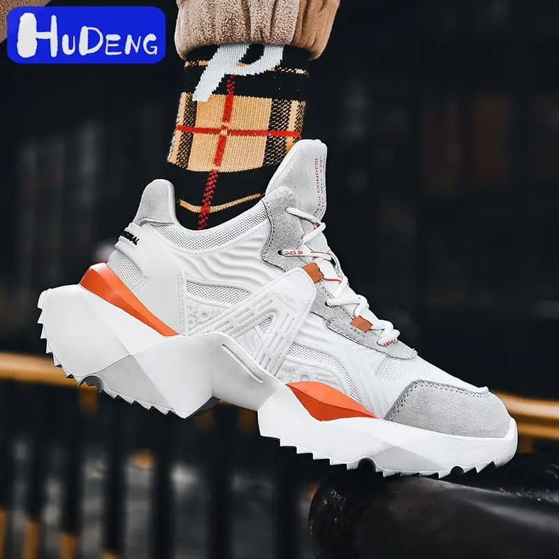 HUDENG/мужские кроссовки в римском стиле Брендовая мужская повседневная обувь
