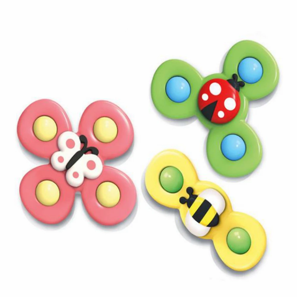 

3pcs Cartoon Insect ABS Colorful Gyro Toy Fidget Spinner Baby Rattle Toys Relief Stress Fingertip Toys For Children Adults Gifts