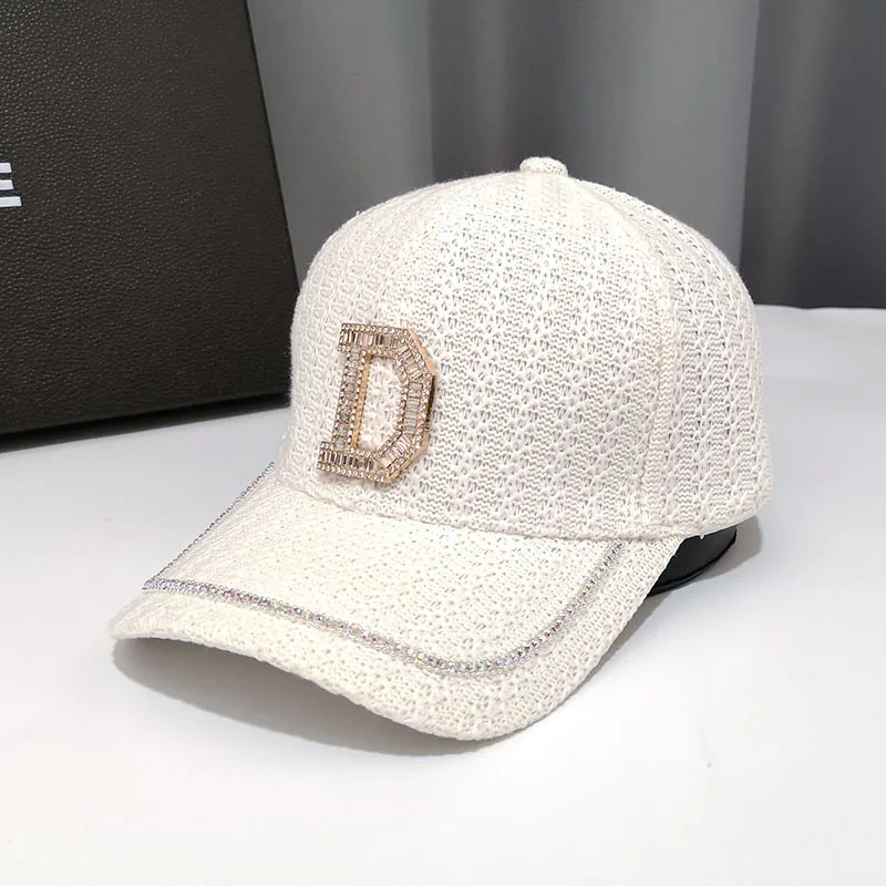 

new arrival Women's spring summer Baseball Caps fashionable knitting hat with D label thin and breathable sun hat