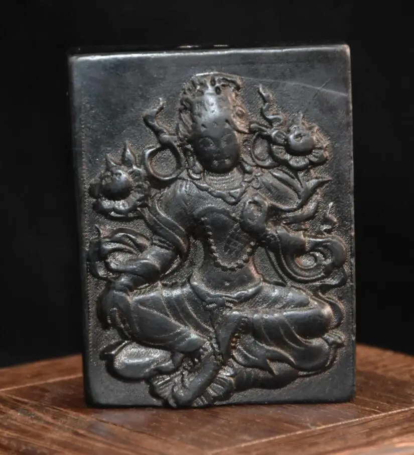 

Hongshan culture archaize black iron meteorite Guanyin bodhisattva statue