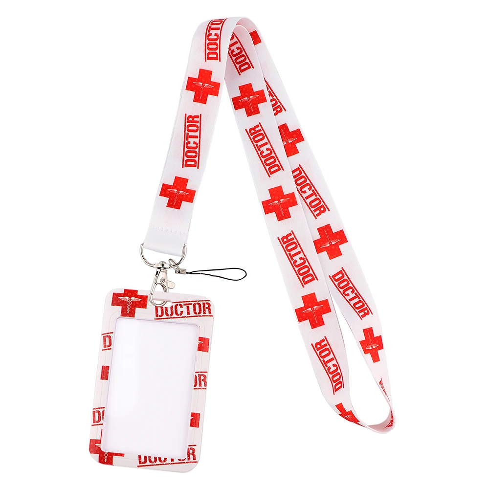 

JF1061 Doctor Cartoon Lanyard for Phone Buttons Strap Lanyard with Keychain Whistle Fashion ID Badge Holder
