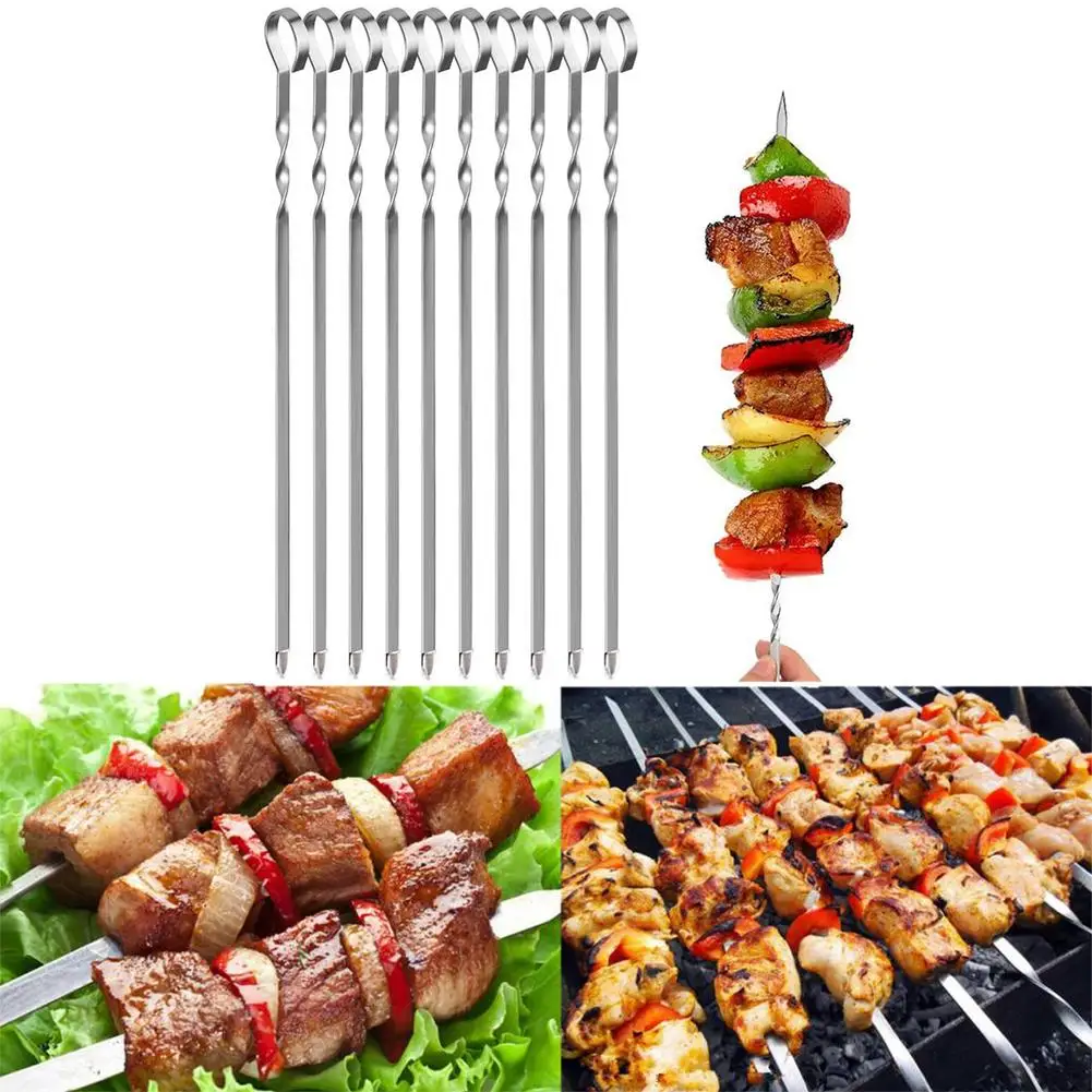 Шампуров для многоразовые гриль барбекю шампура из нержавеющей стали отдых на