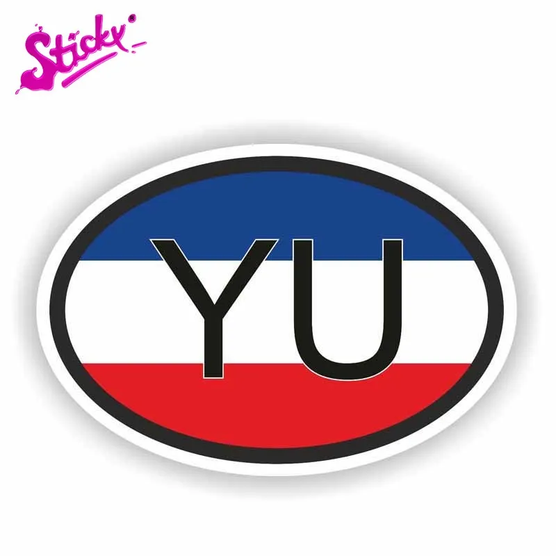 

STICKY Car Sticker YU YUGOSLAVIA COUNTRY CODE Flag Car Accessories Decal motorcycle Off-road laptop trunk guitar Vinyl sticker