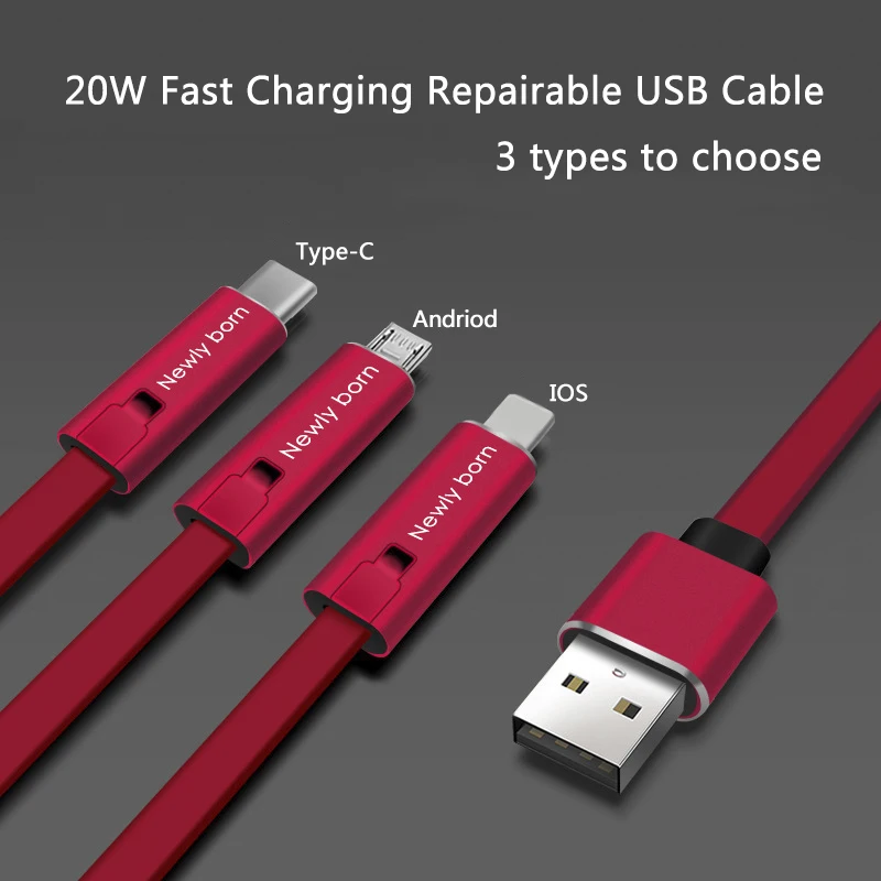 Кабель USB BAECOAR Type C/Micro/Lightning для телефонов iPhone/Android 2A 1.5 м многоразовый|Кабели