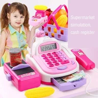 mini simulation supermarket checkout counter foods goods toys kids pretend shopping cash register set toy for girls g t6y8
