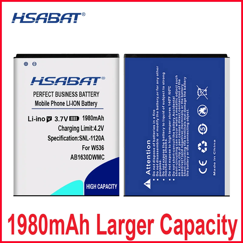 Аккумулятор HSABAT для PHILIPS W536 W635 W6350 CTW536 X2560 T539 D633 1980 мАч AB1630DWMC|battery for|batteries batteriesbattery