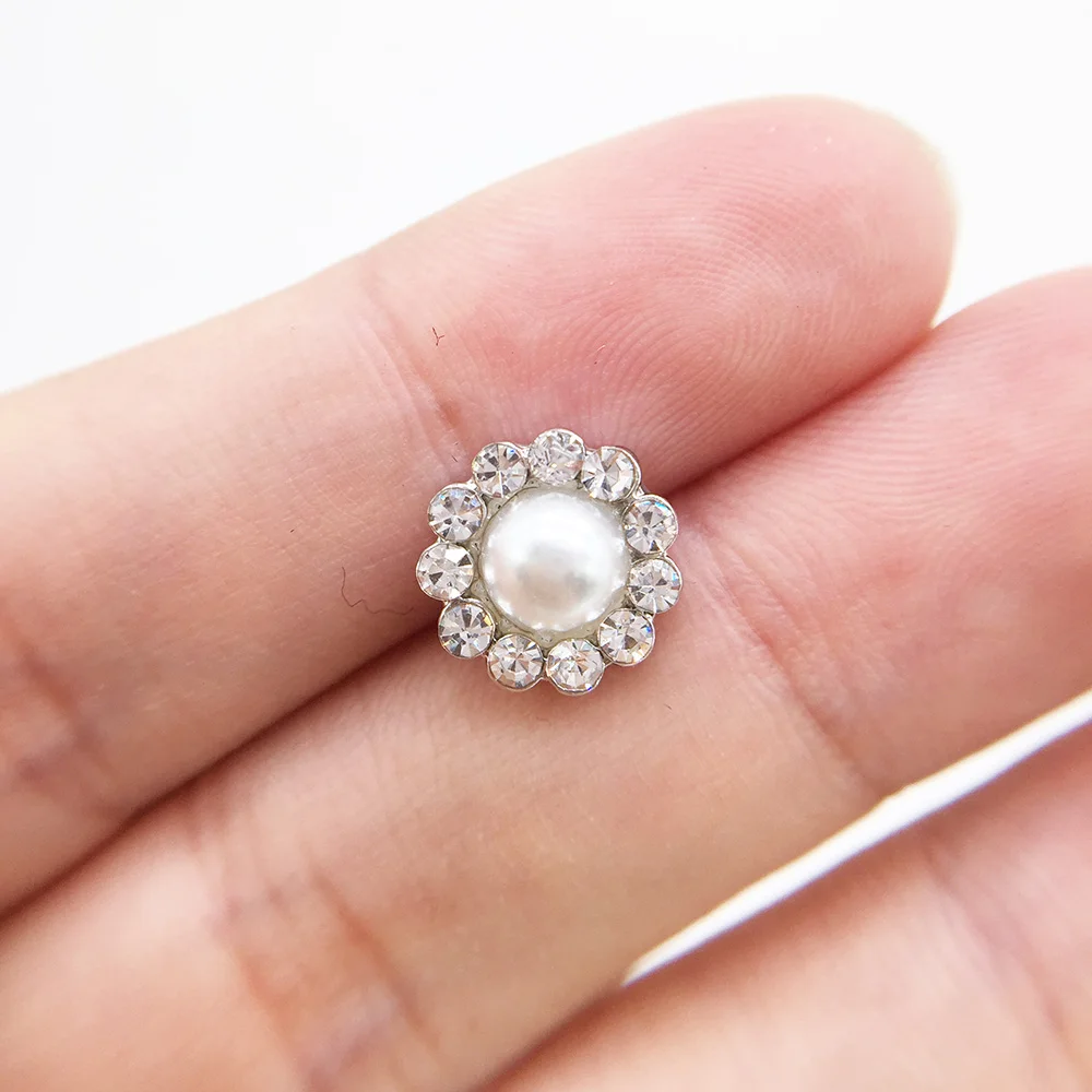 5 шт. 10 мм жемчужные женские пуговицы стразы из металлического цинкового сплава