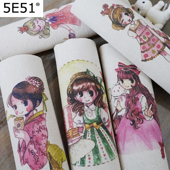 

cotton and linen fabric, hand printed canvas, mouse pad, apron, patchwork, pink girl