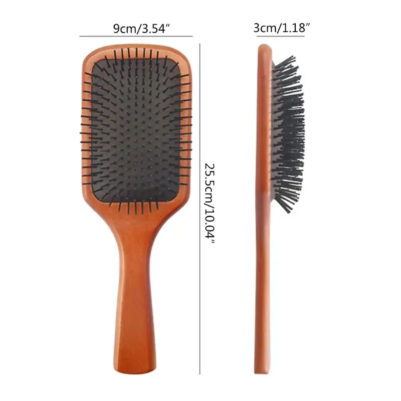 

Salon Professional Hairbrush Scalp Massage Nylon Comb Wood Handle Wet Hair Brush Tool Soft Comfortable Massage Comb