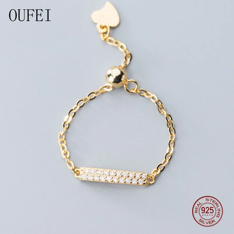 

Chain Ring For Women 925 Sterling Silver Heart Zircon Rings Fashion Simple Charm Charm Fine Jewelry Chain Accessories