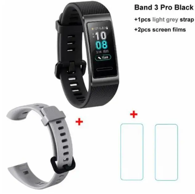 3P Blk n gray n film Huawei Band 3 Pro Band 3 Смарт-браслет 3 0,95 дюймов трекер для плавания Водонепроницаемый Bluetooth фитнес-трекер сенсорный экран - Цвет: 3P Blk n gray n film