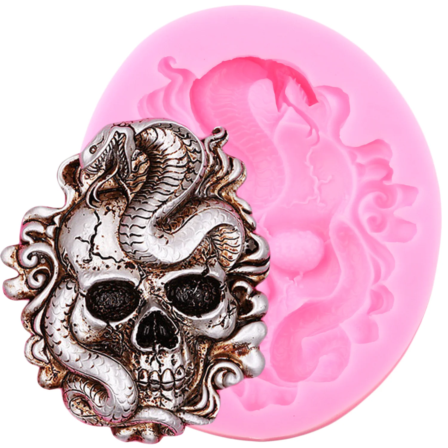 Хэллоуин Череп Змея силиконовые формы для мытья смолы лампы в форме свечи