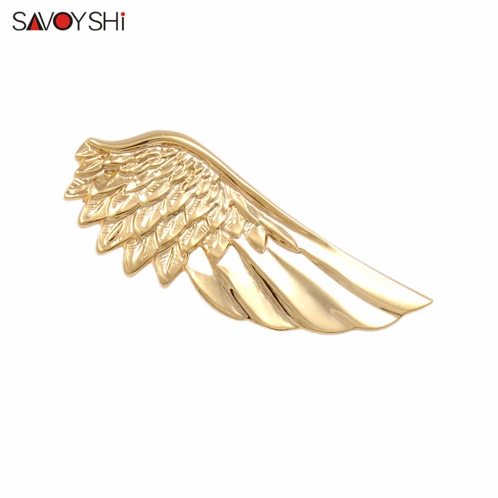 Gold Tie clips SAVOYSHI Мода золотого цвета крыло зажим булавка для галстука бар для мужской рубашки Галстуки Зажим Аксессуары Высокое качество Свадебные подарки украшения - Окраска металла: Gold Tie clips