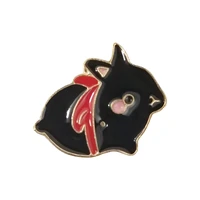 cartoon animal enamel pins custom black rabbit brooches bag clothes lapel pin badges funny zoo jewelry