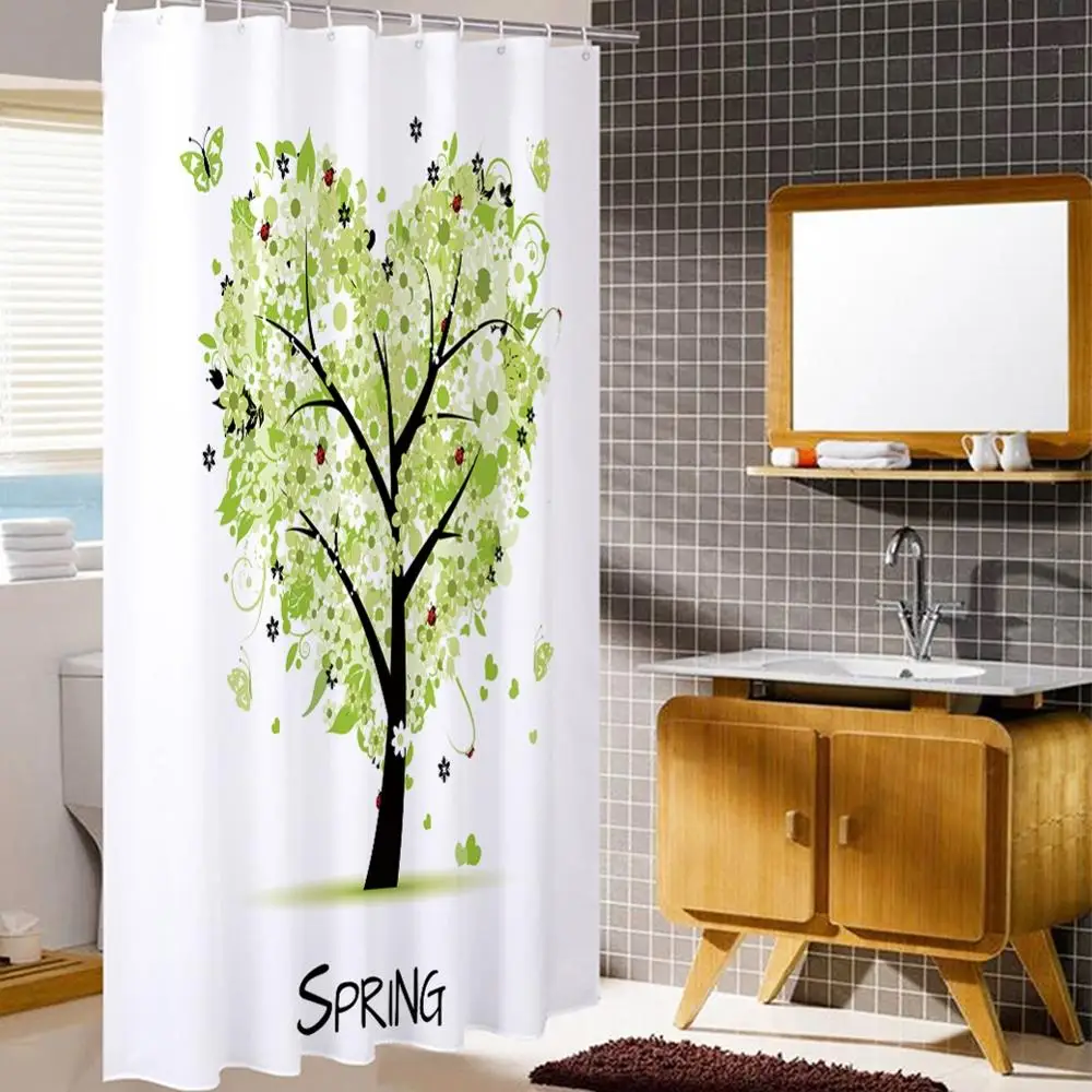 

3D Printed Shower Curtain Waterproof Polyester Multiple Sizes Colorful Plant Tree Bath Products Bathroom Decor with 12 Hooks