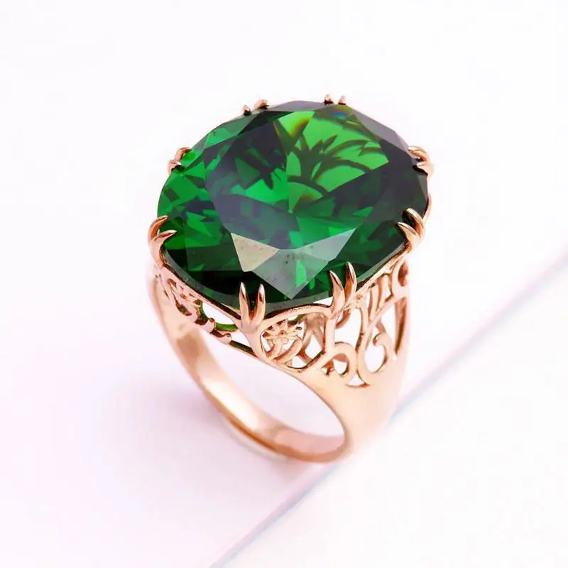 

Russian Purple Gold Green Stone Ring Female Fashion Graceful European and American Style Luxury Color Gold Rose Gold Ornament