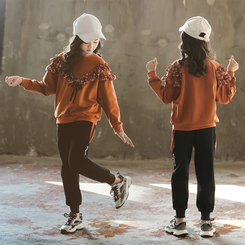 

Kids Girl T-shirts Pants Two-piece Sweatshirt Tops Baby Long Sleeve Children Autumn Spring Clothes