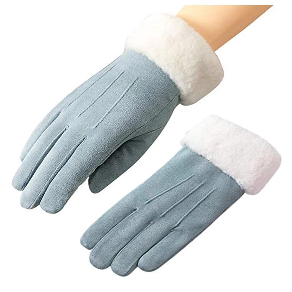 Женские зимние теплые спортивные ветрозащитные нескользящие перчатки для