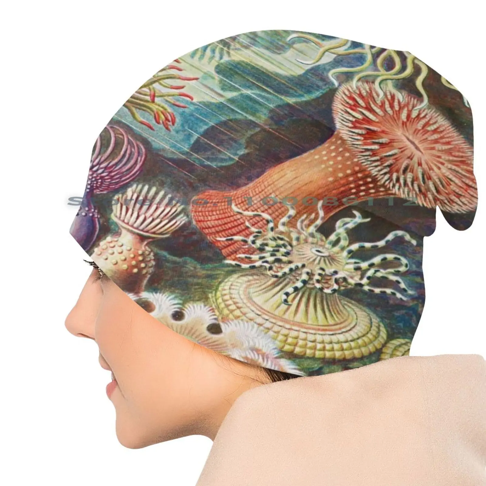 Морской анемон научная иллюстрация вязаная шапка морской морская биология