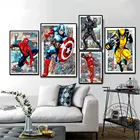 Супергерои Марвел The Avengers, комикс, постер, Человек-паук, Капитан Америка, печатная Картина на холсте для детской комнаты, домашний Настенный декор