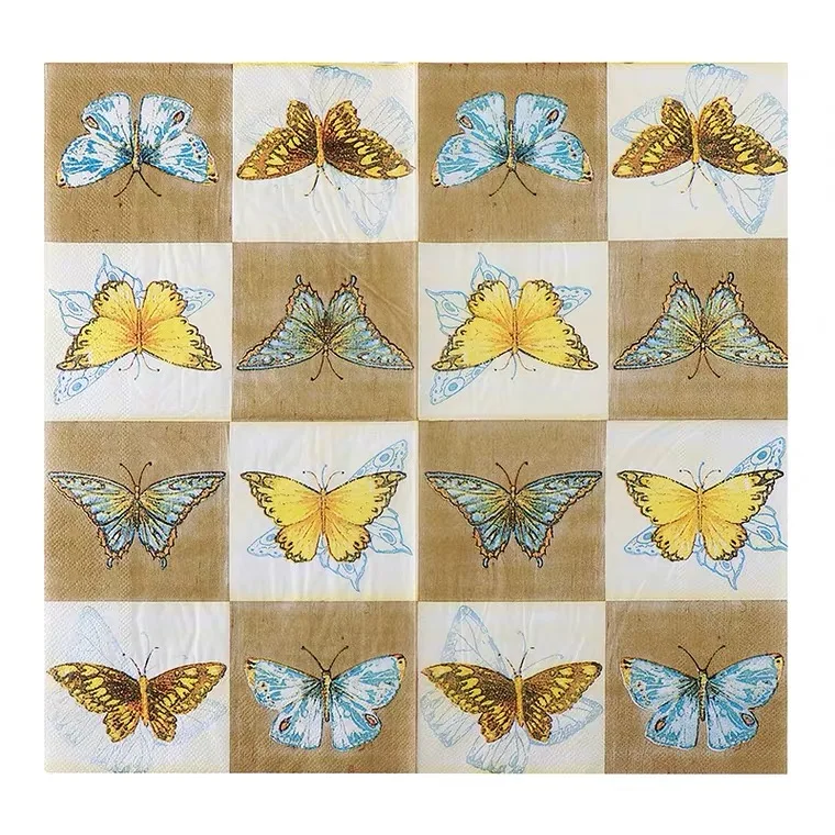 

10pcs 33*33cm 4 Types Of Butterflies theme paper napkins serviettes decoupage decorated for wedding party virgin wood tissues