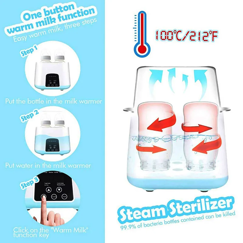 

6 in 1 Upgraded Remote Control Automatic Intelligent Thermostat Baby Bottle Warmers Disinfection Fast Warm Milk & Sterilizers
