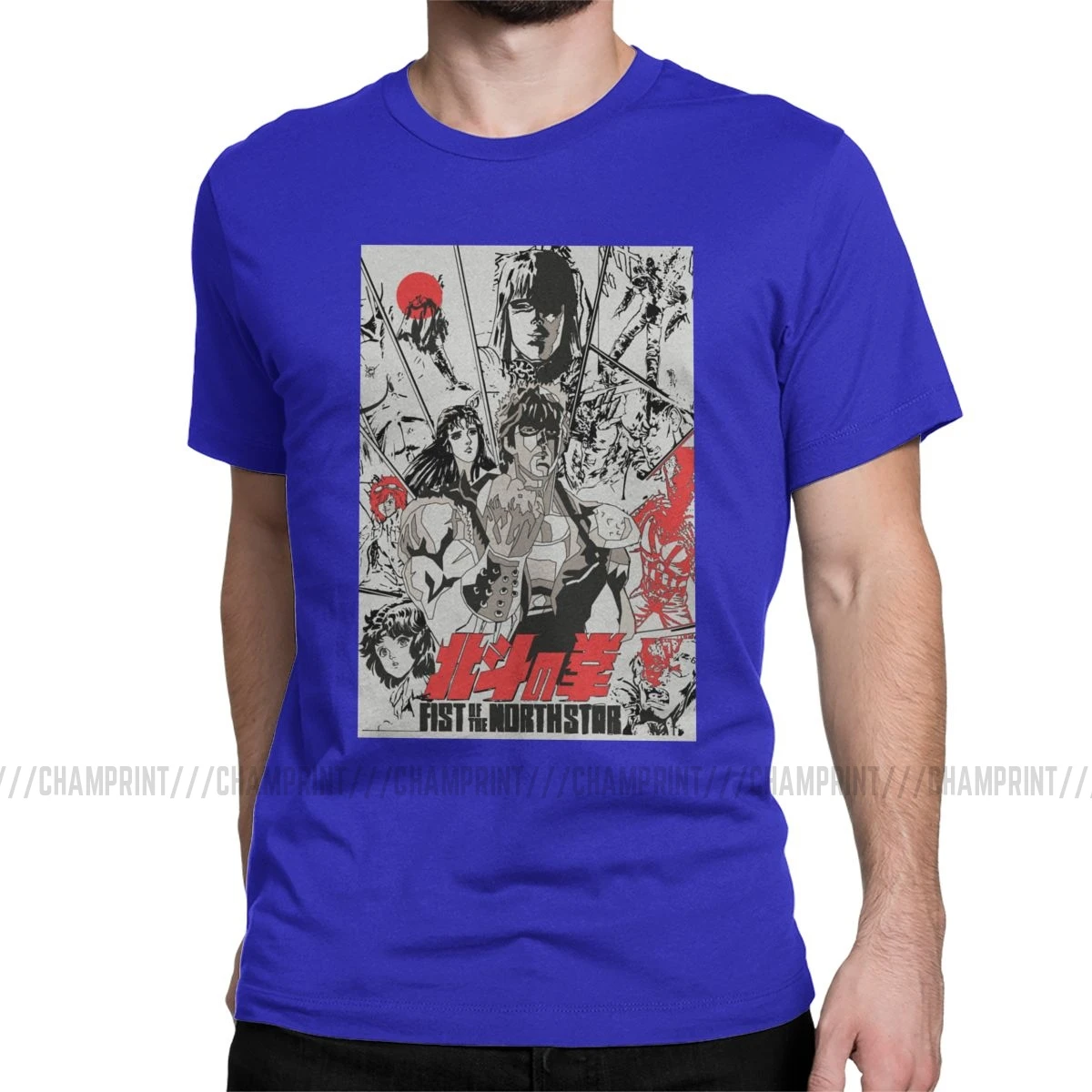 Fist Of The North Star, мужские футболки, Kenshiro Hokuto No Ken, Забавные футболки с круглым вырезом, футболки, чистый хлопок, подарок на день рождения, одежда - Цвет: Синий