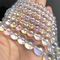 ab multicolour transparent clear metallic titanium coated quartz glass beads loose spacer beads for jewelry making diy bracelets