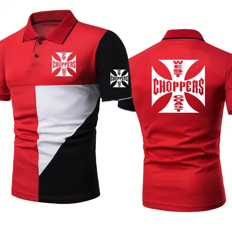 

Fashion Summer NEW Men's polo shirt West Coast choppers Casual Trend Splicing Raglan High Quality Cotton Men's tops short sleeve