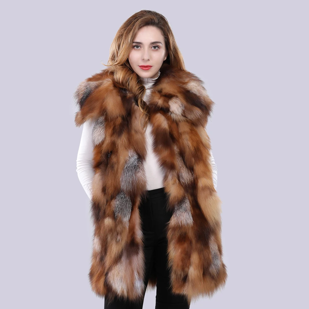 Новые поступления женская футболка с принтом Подлинная Red Fox меховой жилет Зимняя