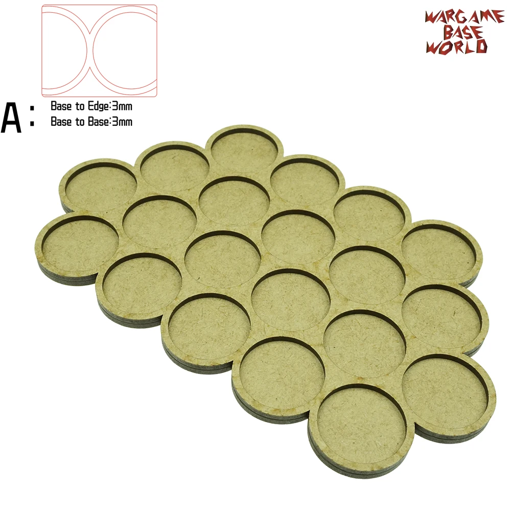 Wargame Base World-Movement Tray-20 цоколей 32 мм круглой формы MDF - Цвет: edge3basetobase3