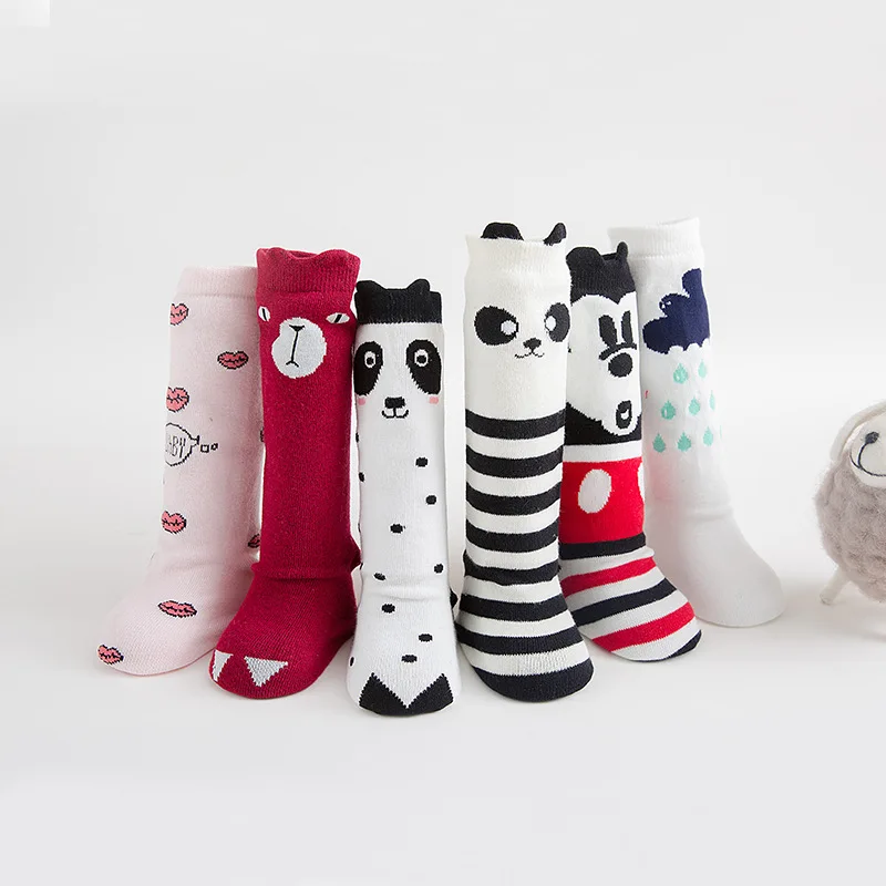 Гольфы с принтом животных для маленьких девочек Нескользящие гетры мультяшным
