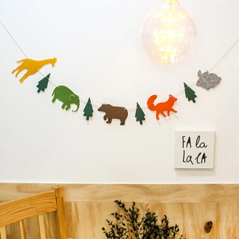 Мультфильм животных жираф слон твердые бумажные флаги Рождество День рождения