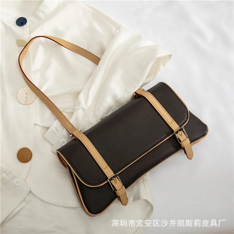 

European Style Baguette Bag Retro High Quality PU Women's Armpit Bag Fashion Double Hand Bill Of Lading Female Shoulder Bag