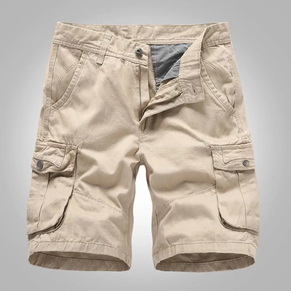 

Шорты мужские однотонные, стильная Рабочая одежда из чистого хлопка, с множеством карманов, прямые повседневные штаны, летние