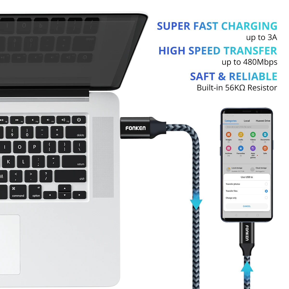 Кабель Micro USB FONKEN 2.4A для быстрой зарядки телефона 2128AWG 1 м 2 м 3 м быстрое зарядное устройство оплетка провода Зарядка для Android кабель для передачи данных
