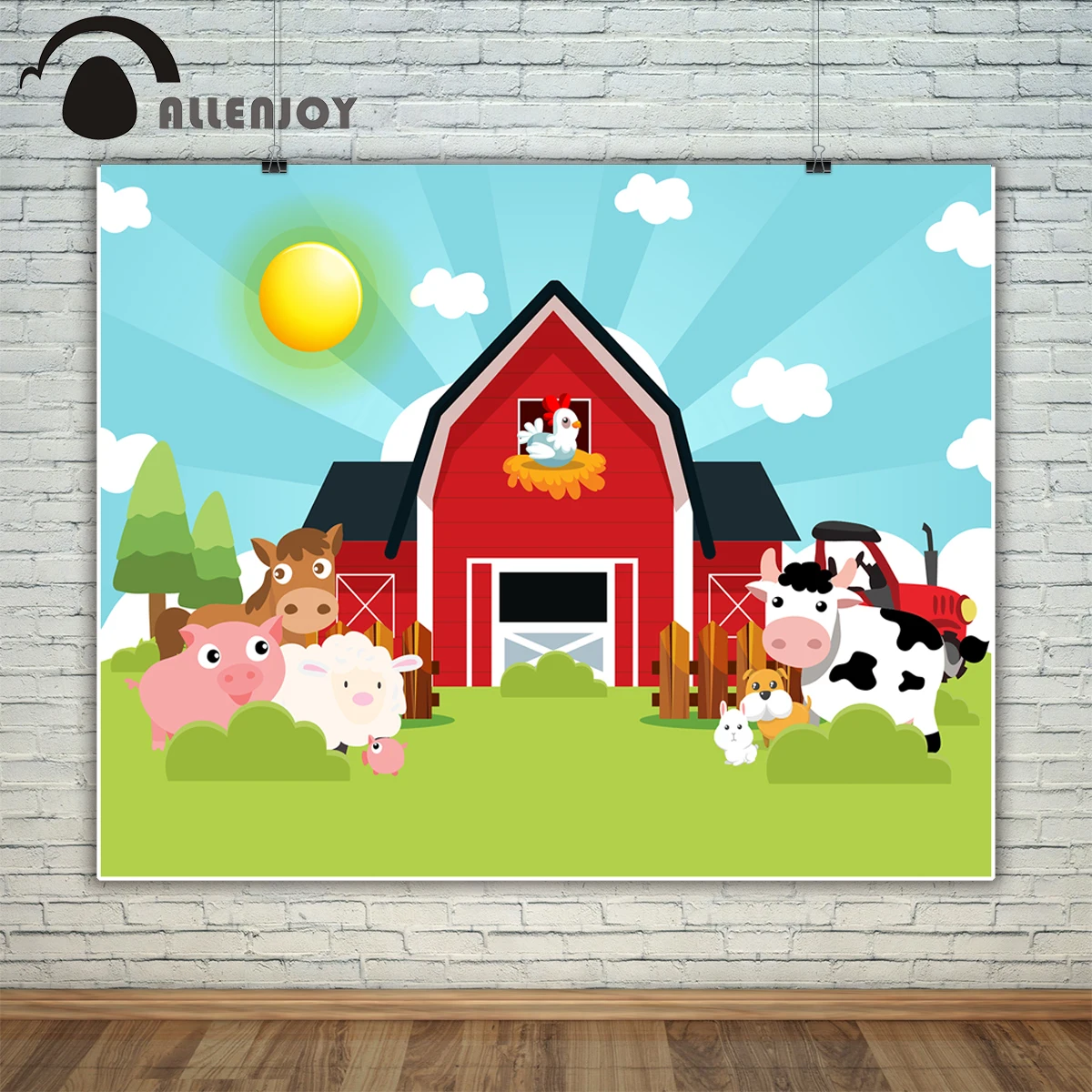 Allenjoy Zenon ферма вечерние занавески голубое небо корова трактор ребенок день