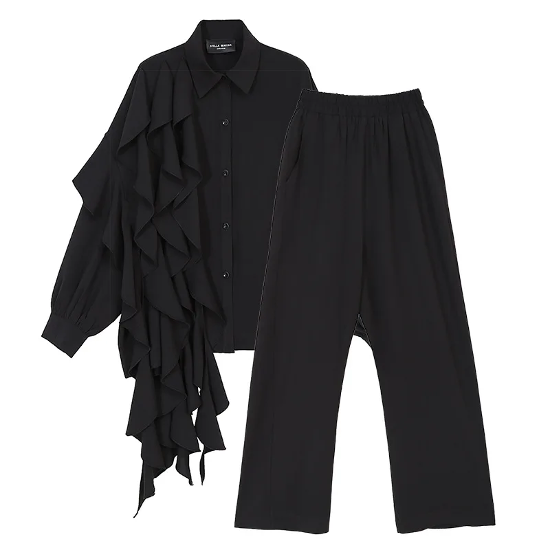 

Two Piece Set Women Korea Autumn Wholesale 2021 New Niche Women's Shirt Straight Pants Suit Y2k Outfits