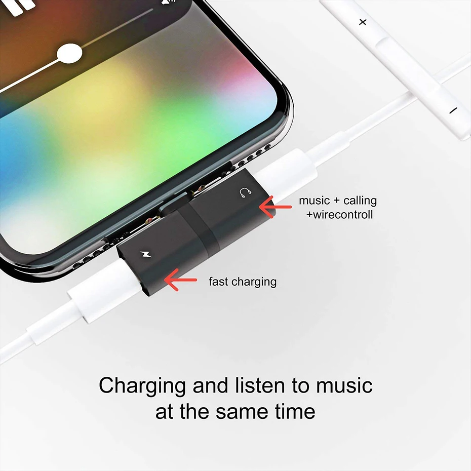 2 в 1 для Lightning адаптер для iPhone 7 зарядный адаптер для iPhone 8 7 Plus 10X11 зарядное устройство сплиттер для наушников адаптер