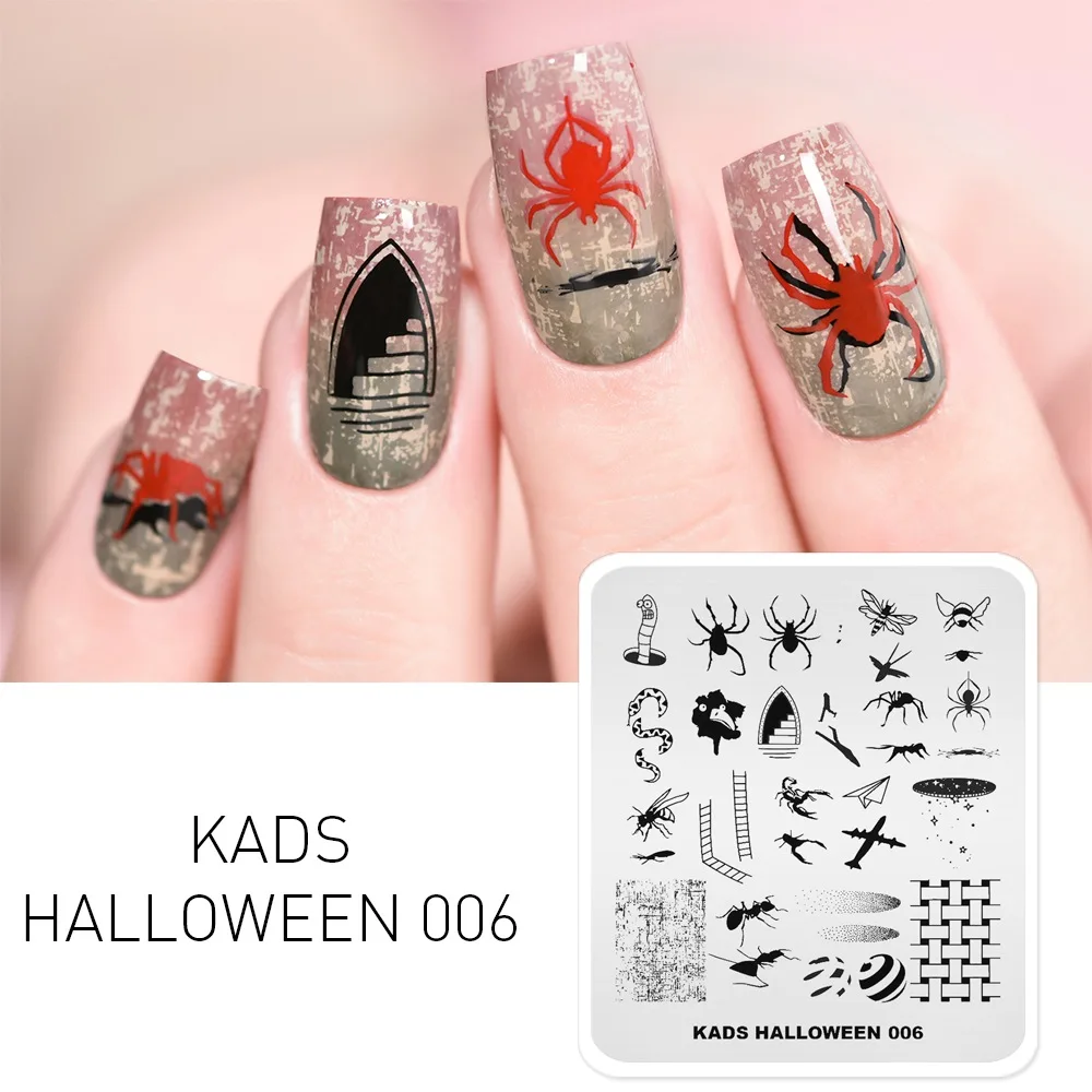 HALLOWEEN 006 Дизайн ногтей штамп шаблон 23 дизайна ногтей штамповки пластины цветок Снежинка Хаски трафареты изображений для маникюра ногтей DIY инструменты красоты - Цвет: HALLOWEEN 006