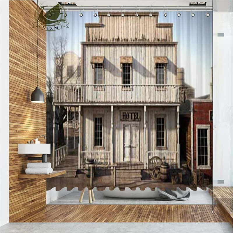 Шторы для душа Vixm в Западном городке водонепроницаемые занавески из полиэстера