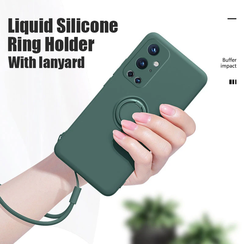 lovecom original liquid silicone phone case for oneplus 9 pro case for oneplus 8 pro nord ring holder strap soft bumper cover free global shipping