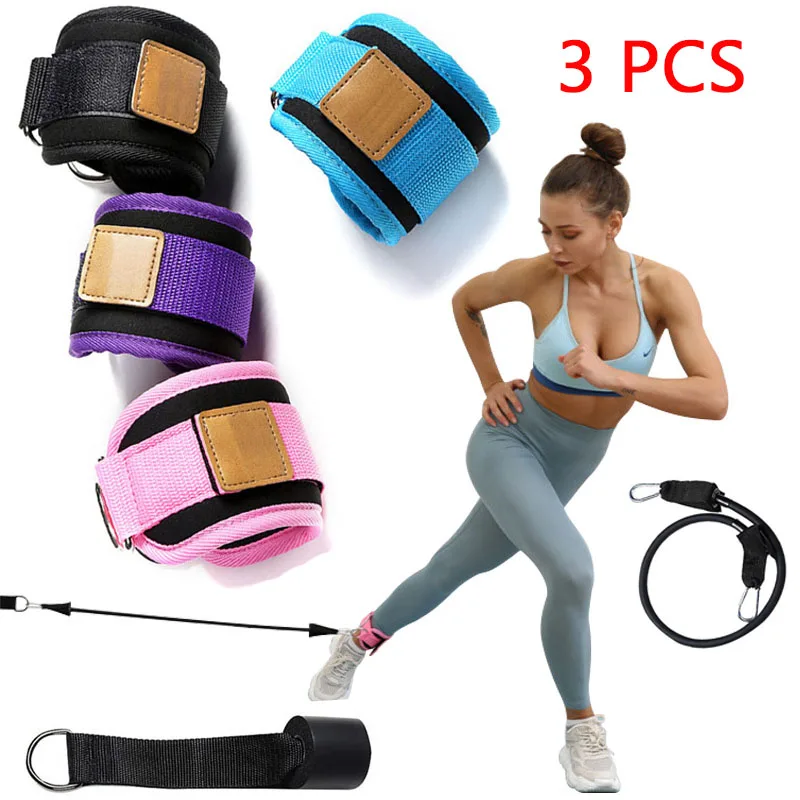 

3Pcs Resistance Bands Ankle Straps Double D-ring Adjustable Ankle Guard Strap Fitness Gym Equipment Leg Training Elastic Bands