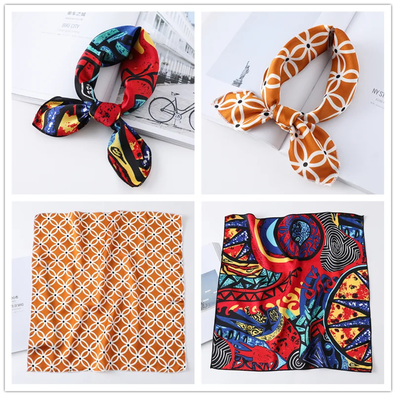 2020 женский шарф маленького размера модные шелковые шарфы с принтом квадратный