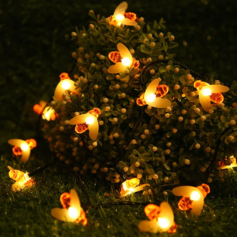 

Cute Honey Bee Led String Fairy Light 10leds 20leds 40leds Bee Outdoor Garden Fence Patio Christmas Garland Lights