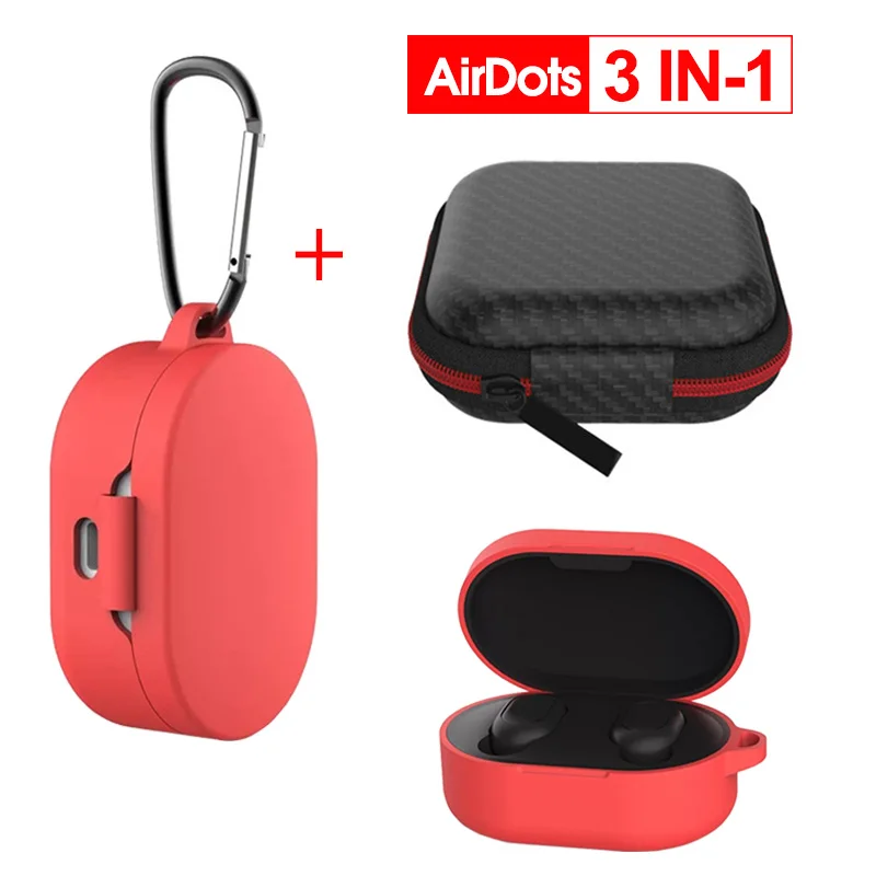 3 в 1 чехол Защитная чехлы на редми airdots Redmi силиконовый карабин Беспроводные